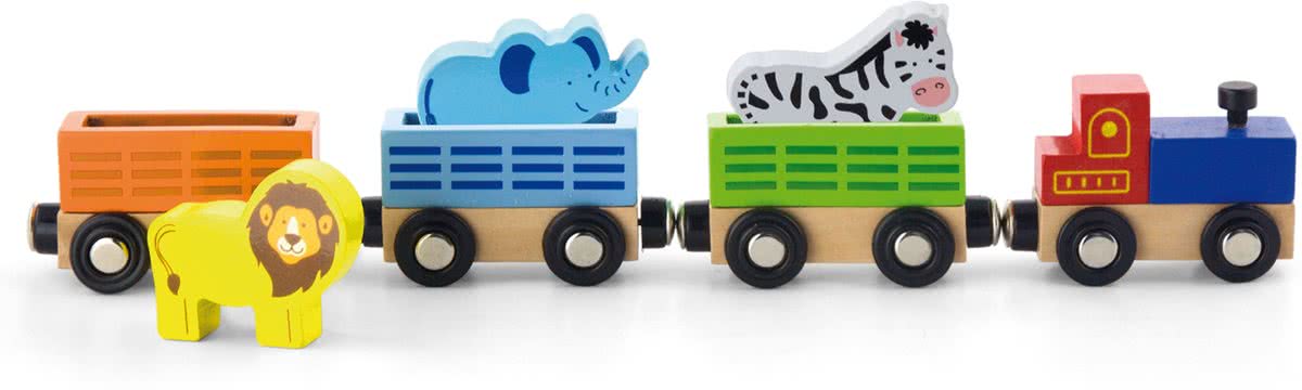 Viga Toys - Treinbaan Accessoireset - Goederentrein - Safari - 7 delig