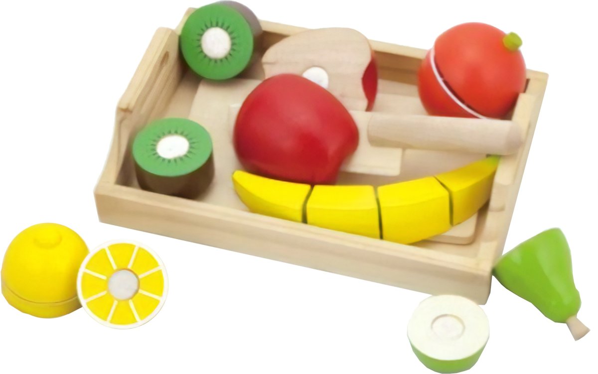 Viga Toys Houten Fruit Op Dienblad 9-delig