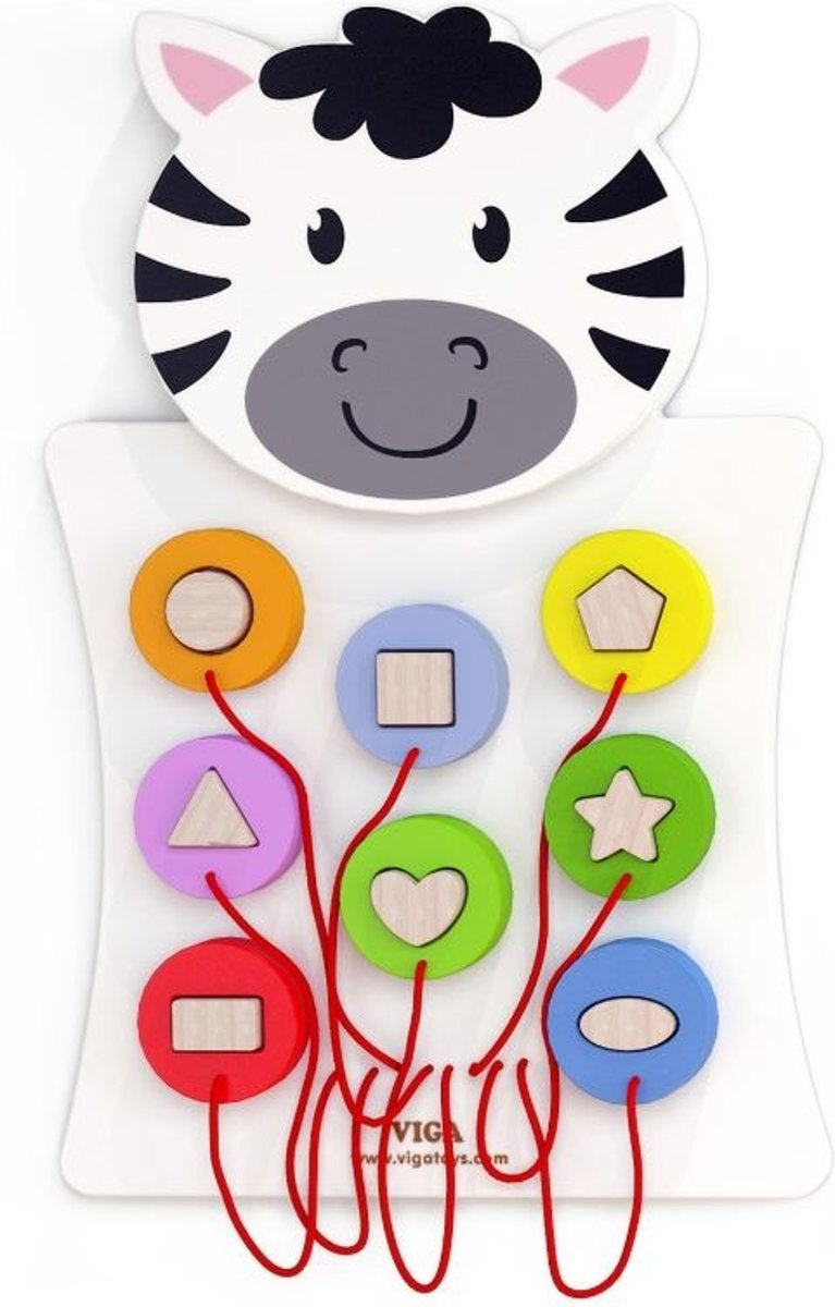 Viga Toys Wandspeelbord Zebra 36 X 55 Cm Wit
