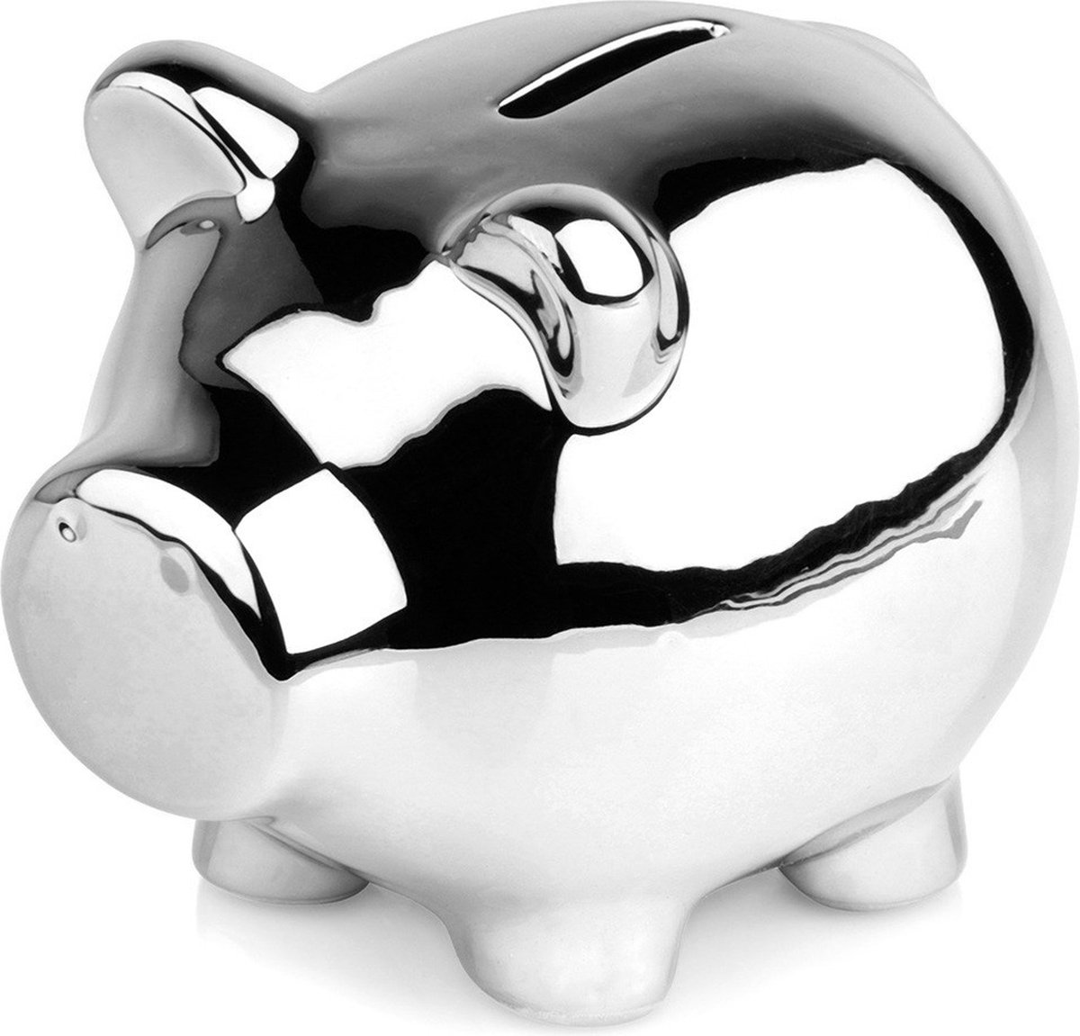 Spaarpot Keramiek Zilver Spiegel 11,5 x 9 cm - Spaarvarken - Spaardoel