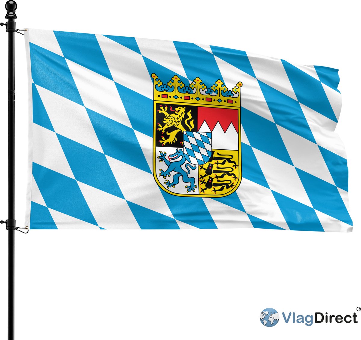VlagDirect - Beierse vlag - Bavaria vlag - 90 x 150 cm.