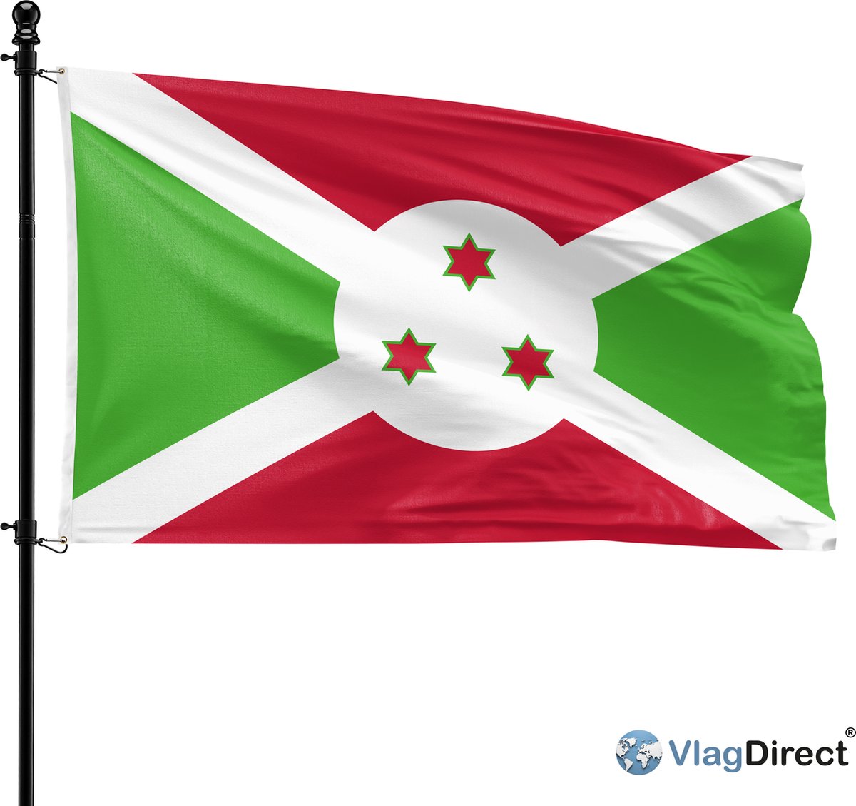 VlagDirect - Burundese vlag - Burundi vlag - 90 x 150 cm.