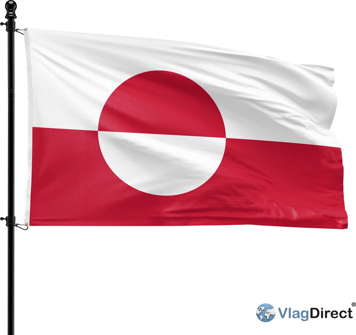 VlagDirect - Groenlandse vlag - Groenland vlag - 90 x 150 cm