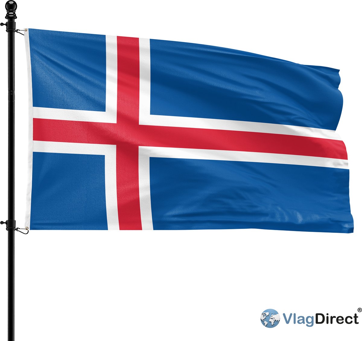 VlagDirect - Ijslandse vlag - Ijsland vlag - 90 x 150 cm.