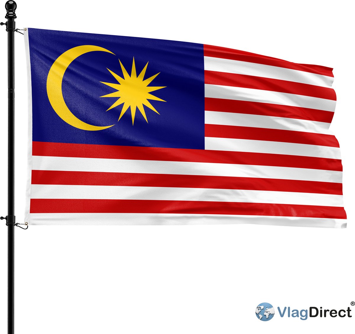 VlagDirect - Maleisische vlag - Maleisië vlag - 90 x 150 cm.