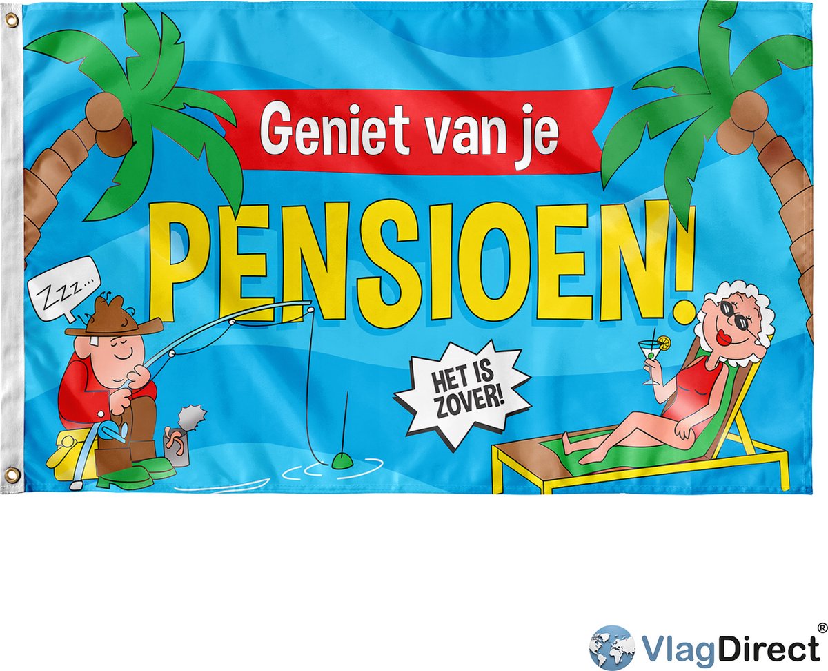 VlagDirect - Pensioen vlag - pensioensfeest vlag - 90 x 150 cm.