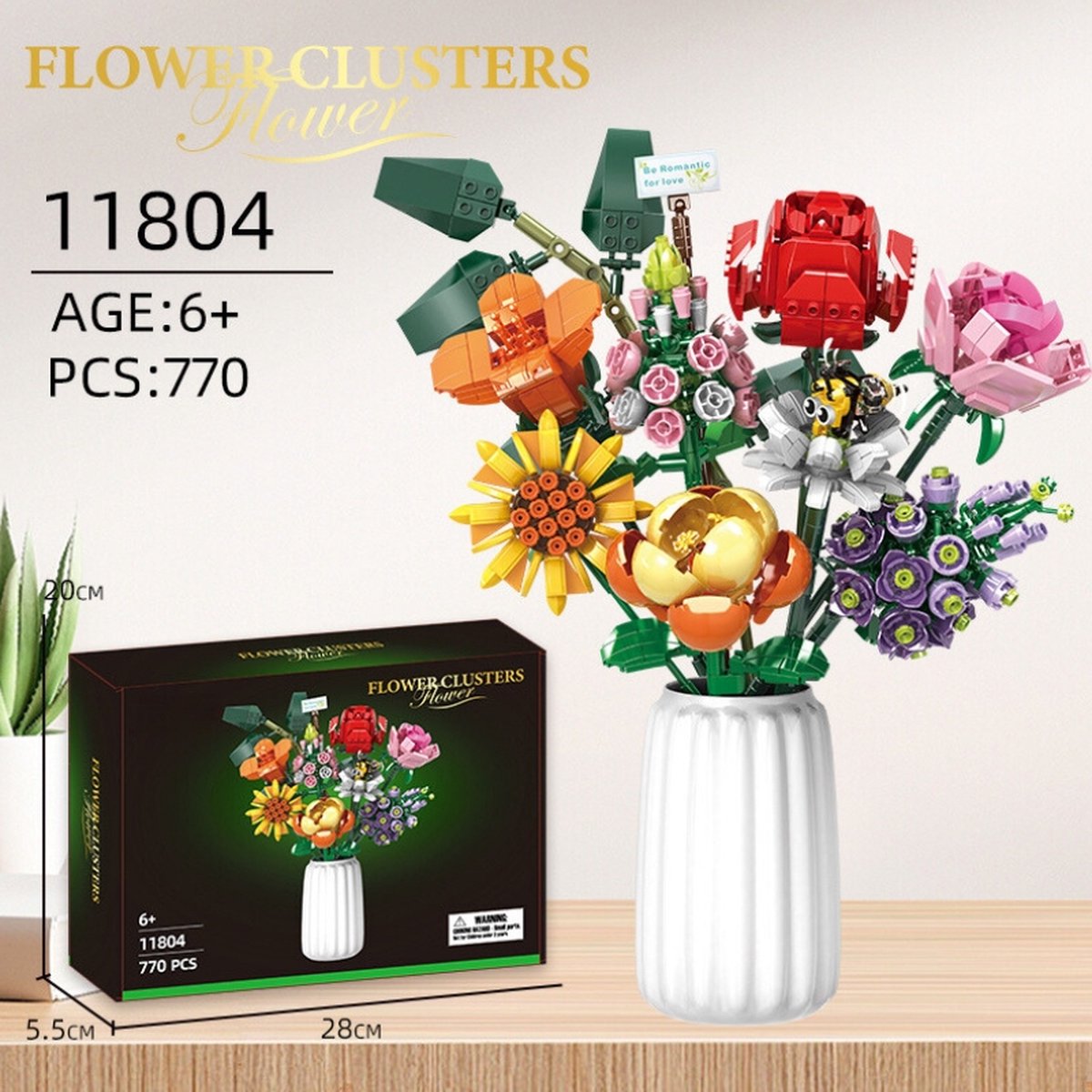 Flower Bouquet bouwset - Bloemen Bouwpakket - Creatieve Bloemenboeket Constructieset – Compatibel met LEGO – Educatief STEM Speelgoed - 770 Stuks