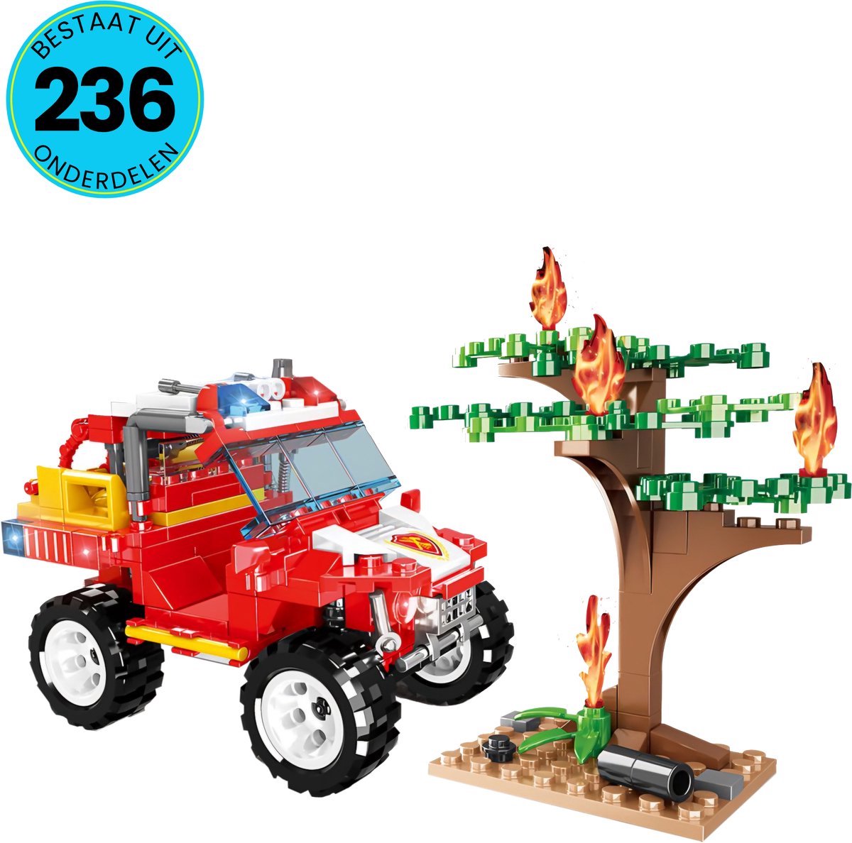WOMA® Brandweerwagen Jeep Speelgoed Set Geschikt Voor LEGO - Vanaf 6 Jaar - 236 Bouwstenen - Brandweerspeelgoed - Bouwpakket - STEM Speelgoed - Speelset - Bouwspeelgoed - Inclusief Handleiding