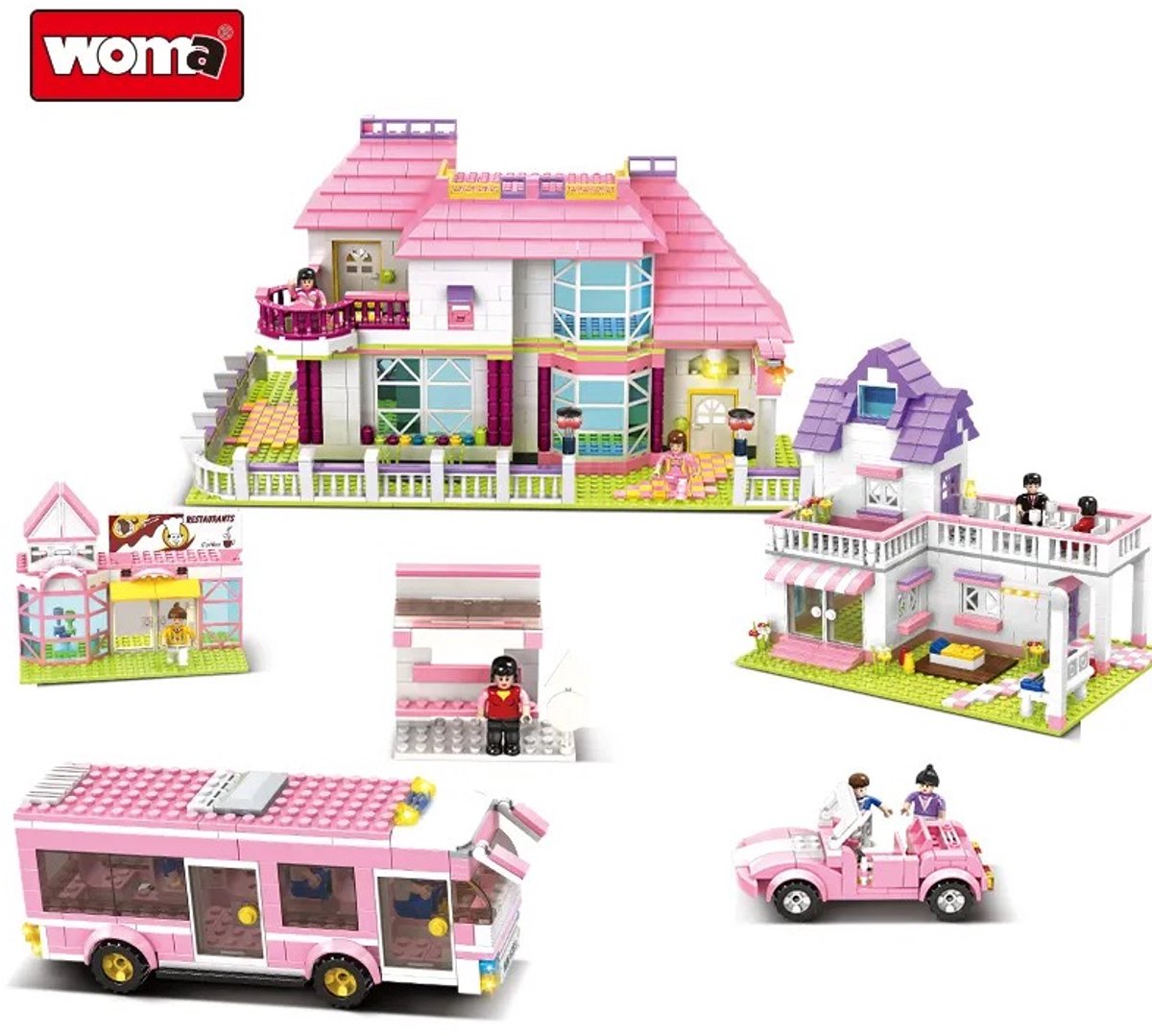 Woma - Dream City Bouwset – 3D Puzzel – 1898 Stuks – Mini Blokjes – Compatibel met LEGO – Speelgoed vanaf 6 Jaar – Meisjes Bouwpakket – Stadsthema