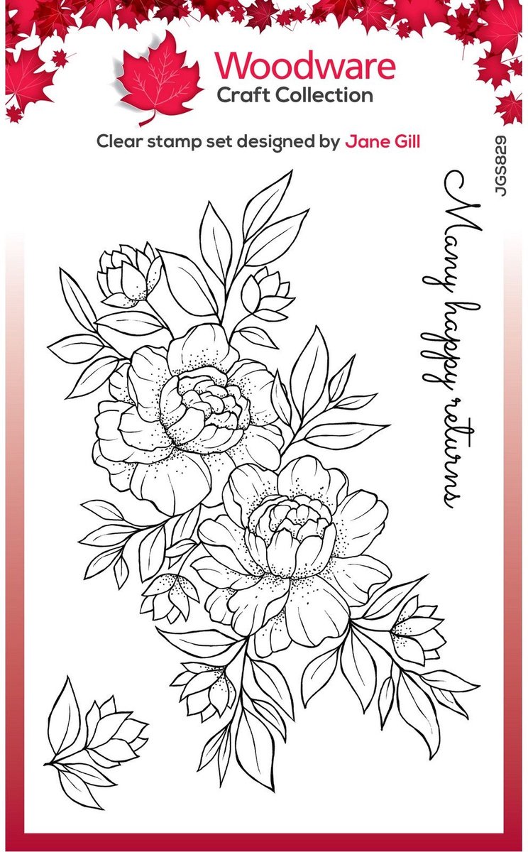 Woodware Clear Singles Stamp Many Happy Returns