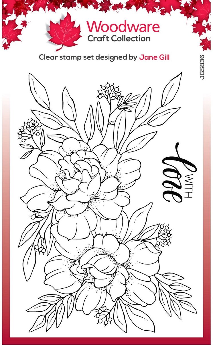 Woodware Clear Singles Stamp Roses With lLove