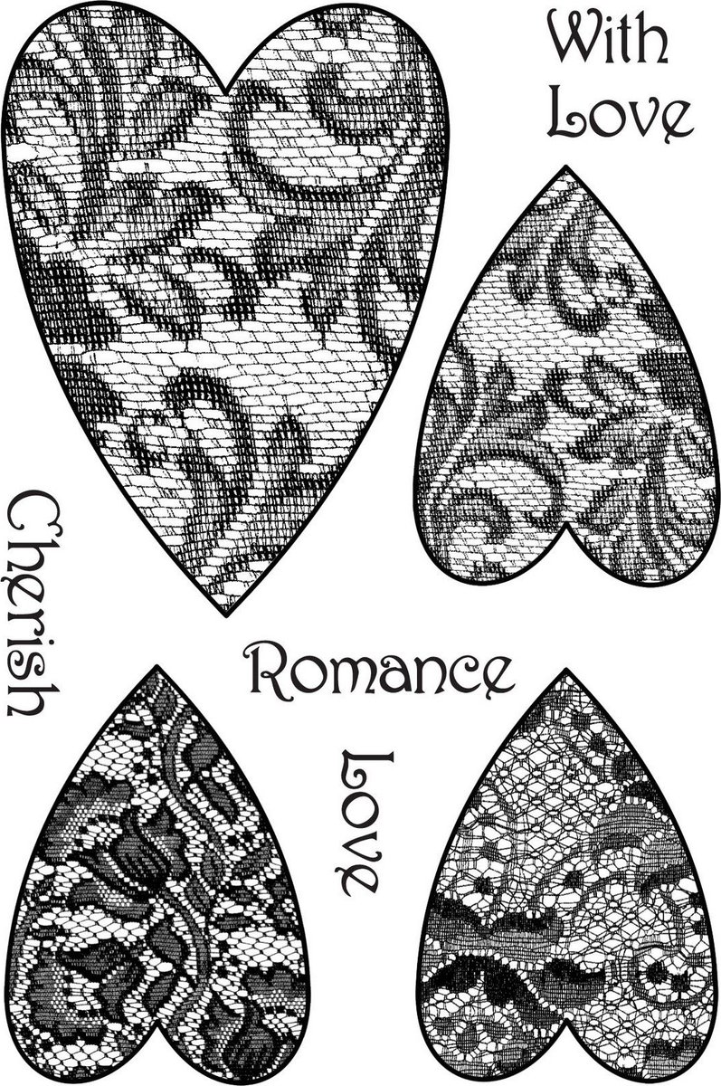 Woodware Clear Singles Stempel Lace Hearts
