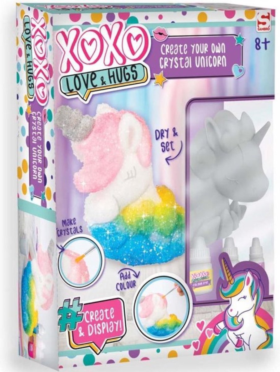 Create our own Crystal Unicorn - Maak je eigen kristallen Eenhoorn - Multicolor - Gips / Kunststof - 17 x 6 x 24 cm - Assorti - XOXO Love and Hugs