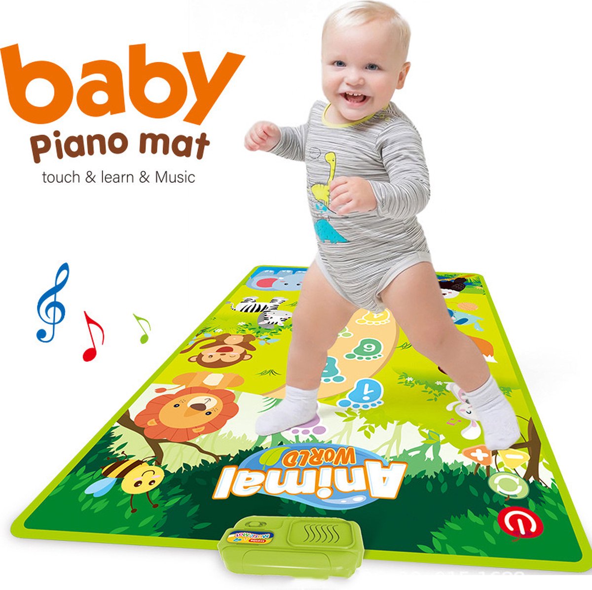 YAR Babysounds - Babygym - speelmat - speelkleed - piano speelkleed - pianomat - dansmat - 3-in-1 Gym met muziek en lichtjes -63x43cm
