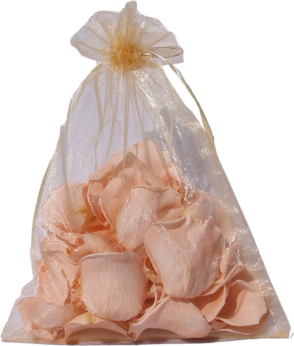 Peach echte rozenblaadjes in decoratief zakje Valentijn Bruiloft Moederdag Huwelijk
