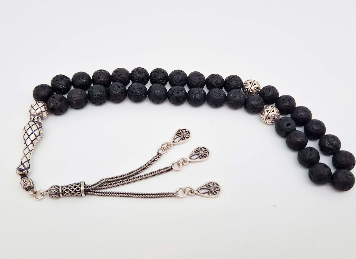 Handgemaakte Tasbih Natuursteen met zilver 925 - Natuursteen 
