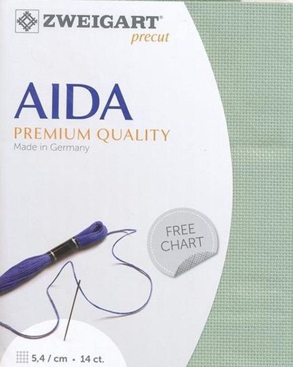 Borduurstof aida 14ct/5.4 kruisje van Zweigart kl. 611 groen afm. 48x53cm