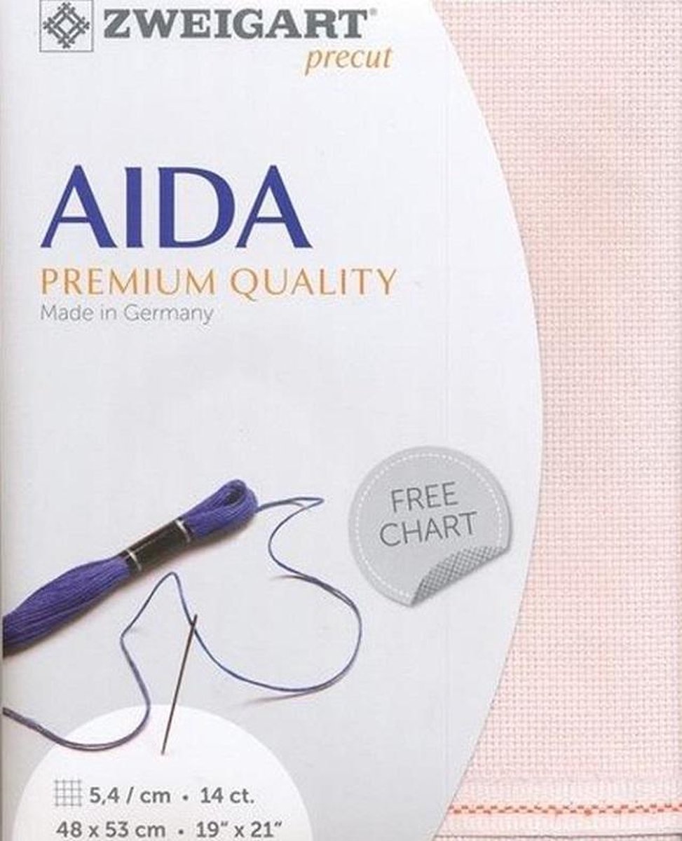 Borduurstof aida 14ct/5.4 kruisje van Zweigart kl. rose 4110 afm. 48x53cm