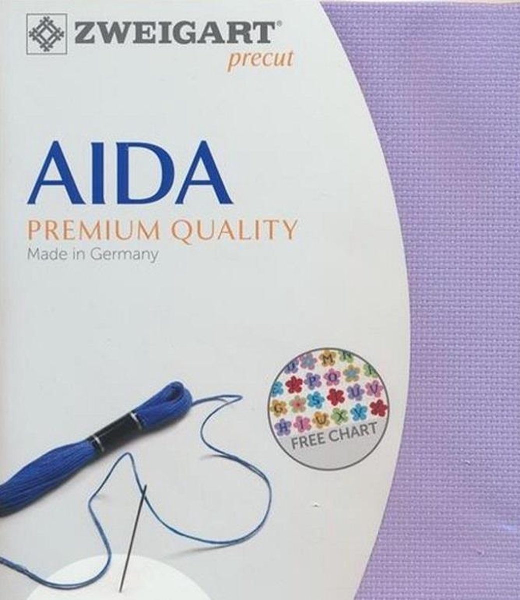 Borduurstof aida 14ct/5.4 kruisje van Zweigart kl.5120 lila afm. 48x53cm