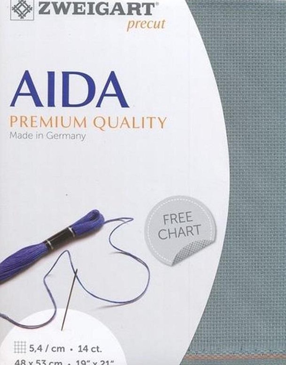 Borduurstof aida 14ct/5.4 kruisje van Zweigart kl.594 zeegroen afm. 48x53cm