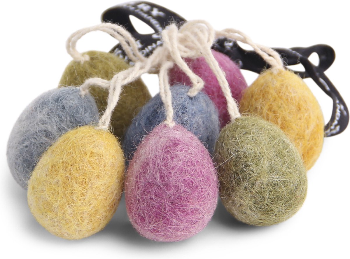 Pasen Decoratie - 8 x Mini Paaseieren van Vilt -  Paastak versiering