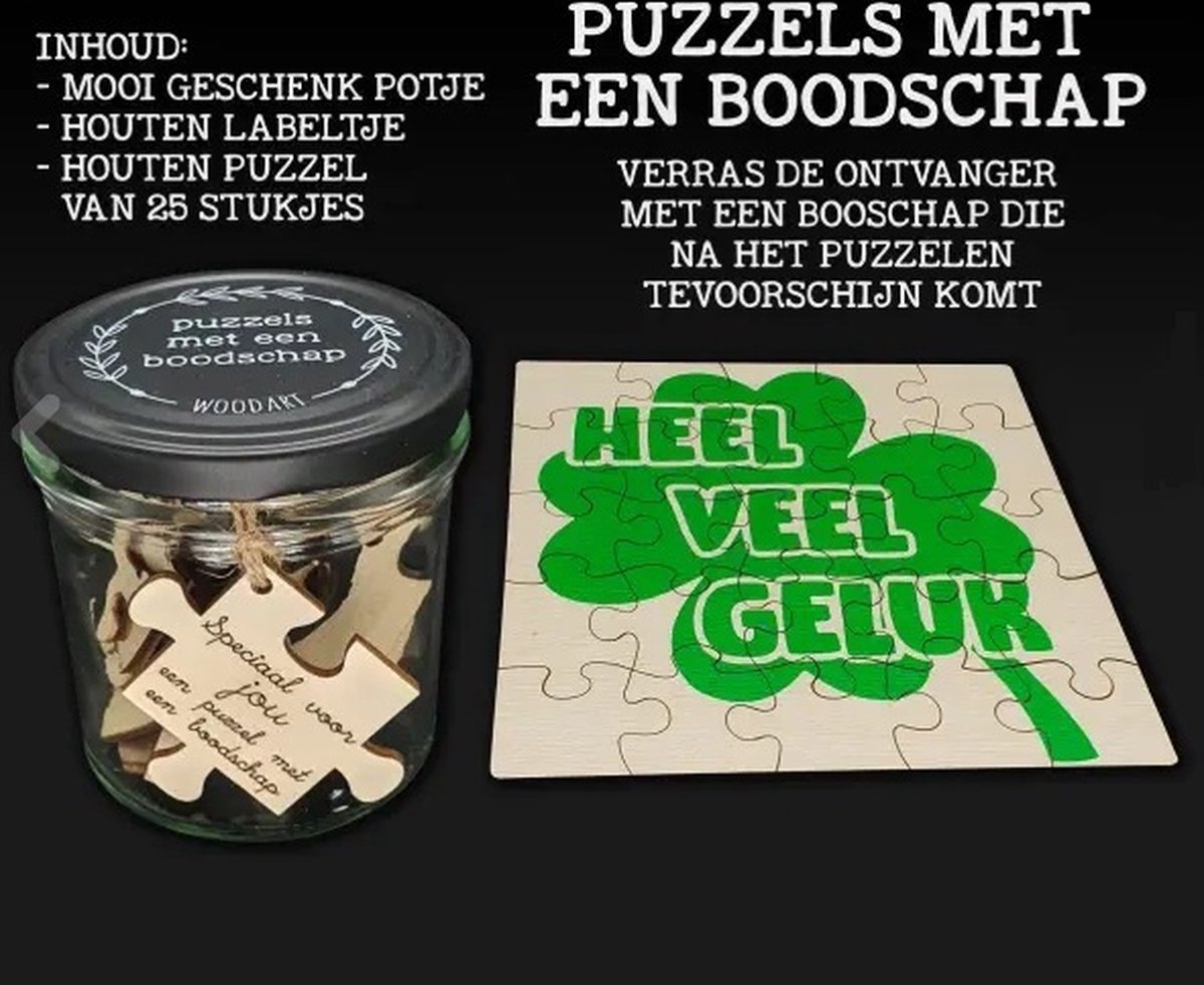 Puzzel met een boodschap - Geschenk - Cadeau - Hout - Veel geluk