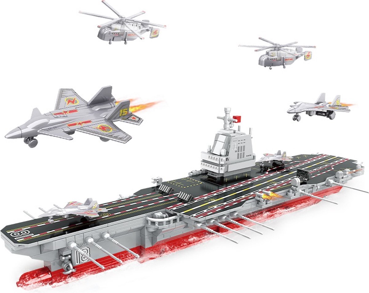 Aircraft Carrier Bouwset - Vliegdekschip Bouwset - Bouwpakket - Bouwblokjes - Leger bouwstenen - Compatibel met Lego bouwstenen - 838 Stuks