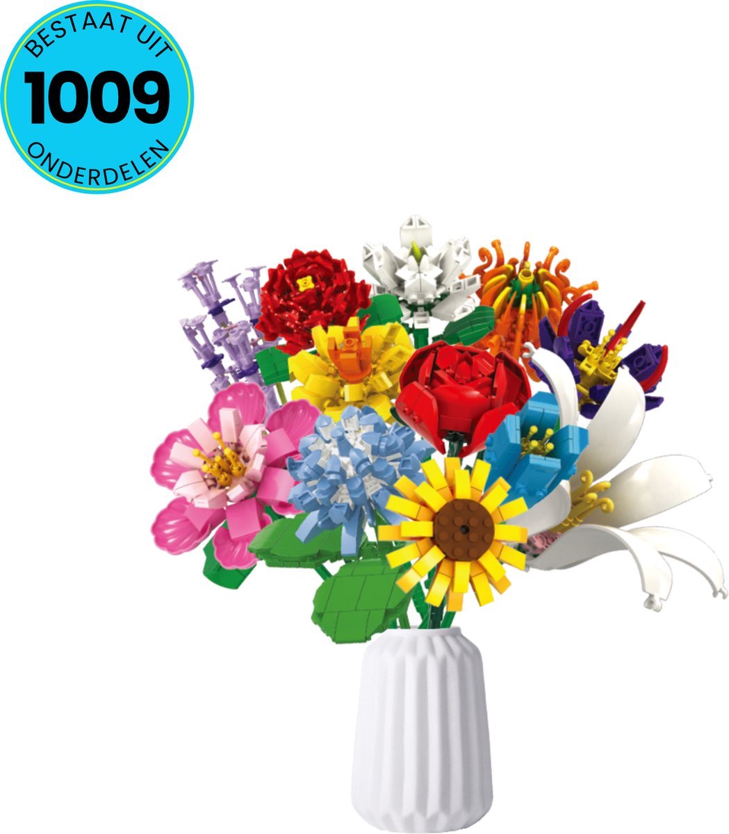 WOMA® Bloemenpakket Speelgoed Set Geschikt Voor LEGO - Bloemen Boeket - Vanaf 6 Jaar - 1009 Bouwstenen - Bouwpakket - STEM Speelgoed - Speelset - Bouwspeelgoed - Inclusief Handleiding