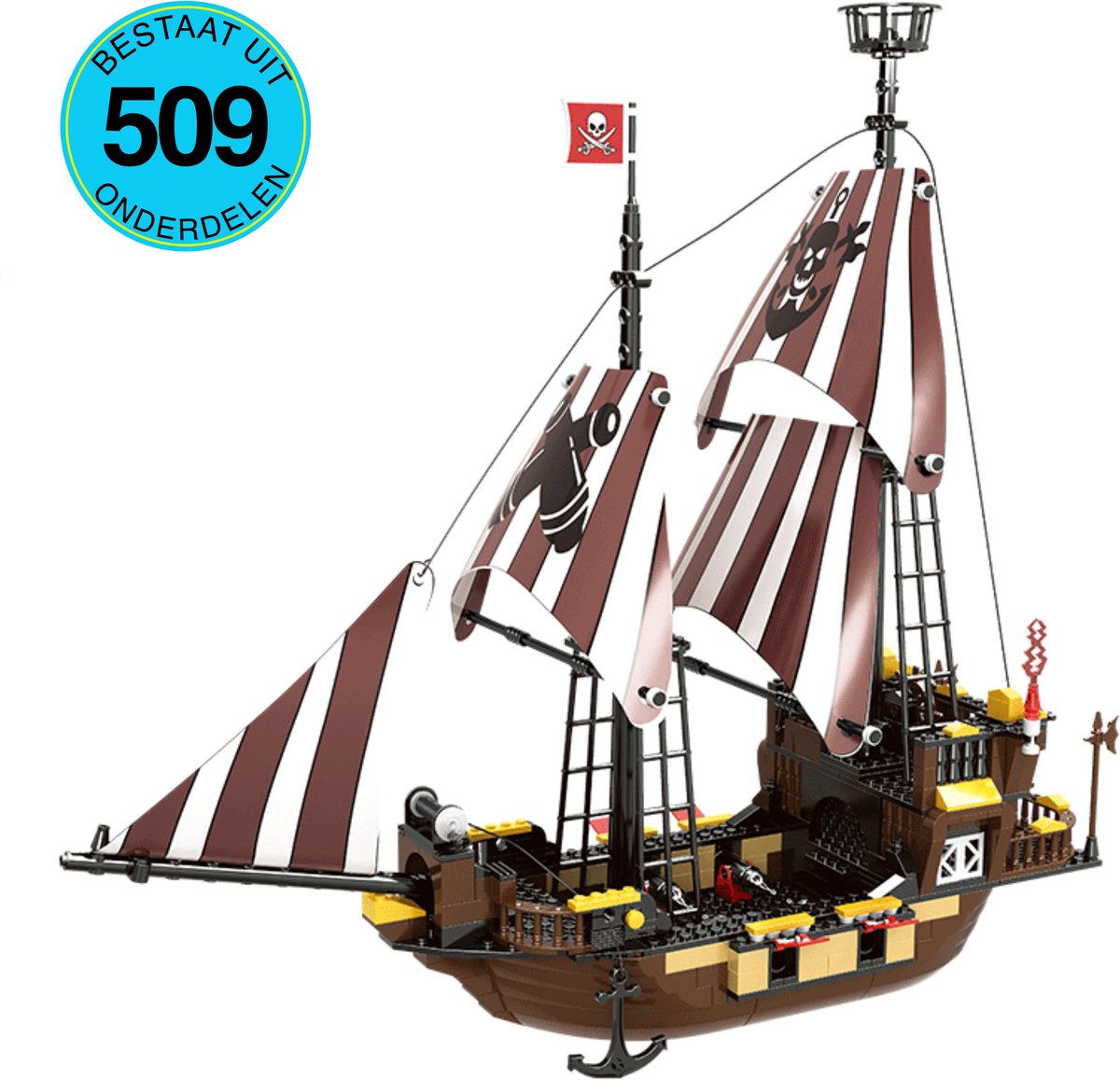 WOMA® Piratenschip Speelgoed Set Geschikt Voor LEGO - 509 Bouwstenen - Vanaf 6 Jaar - Piraat - Bouwset - STEM Speelgoed - Bouwsets - Bouwspeelgoed - Inclusief Handleiding