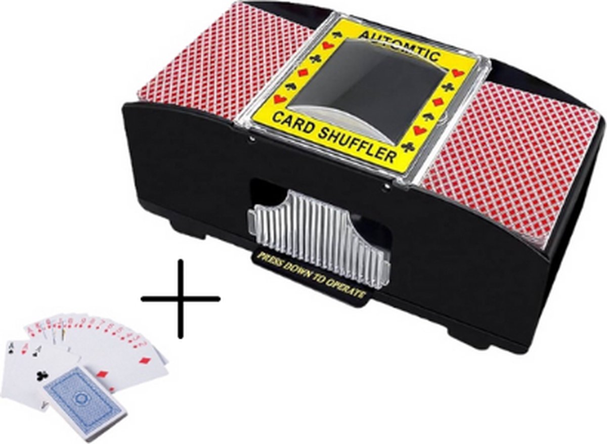   - Kaartenschudder Elektrisch - Inclusief Stok Kaarten - Speelkaarten - Schudmachine voor Speelkaarten - Cardshuffler - Poker - Zwart