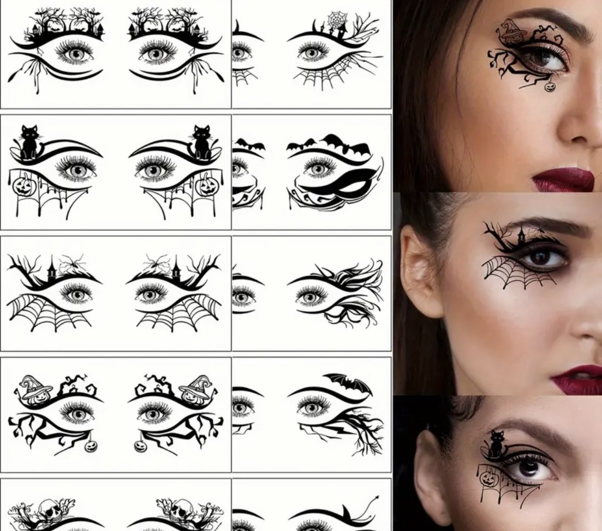 Halloween tattoo - 10 vellen - Gezicht - Siertattoo - Pompoen - Heks