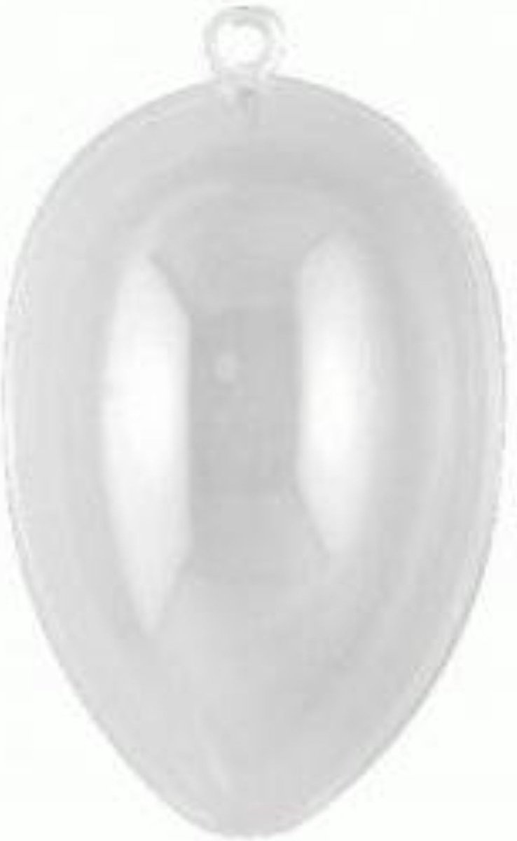 transparant 2delig ei 6 cm - 1 plastic paasei - met ophangoog - pasen 1 stuks