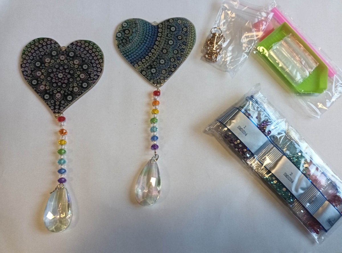 Diamond Painting Sleutelhangers - Maak zelf de Mooiste sleutelhanger - Hart - 2 stuks