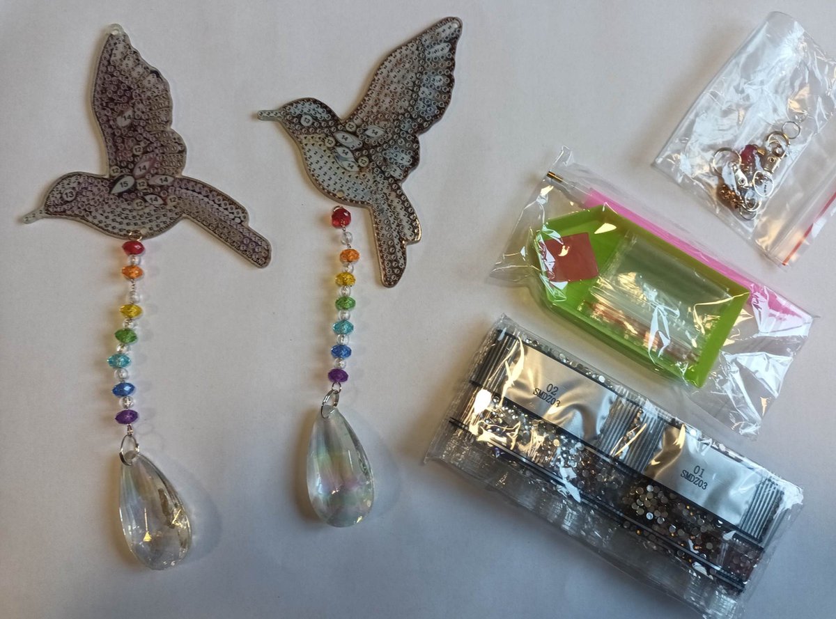 Diamond Painting Sleutelhangers - Maak zelf de Mooiste sleutelhanger - Vogeltjes 2 stuks