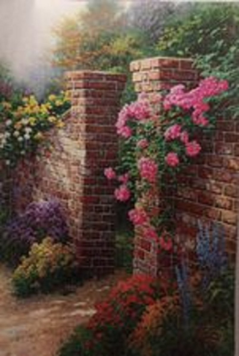 Diamond painting - Canvasdoek met voorbedrukte afbeelding - 30 x 40 cm - Muur met bloemen