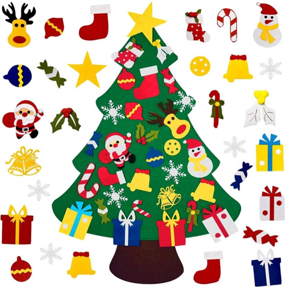 Vilten kerstboom voor kinderen incl 30 accessoires - 100cm - Mini kerstboom - Kerstversiering