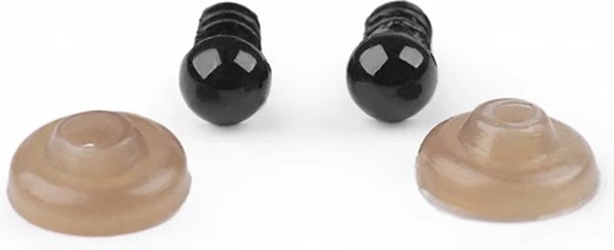 2 paar zwarte veiligheidsoogjes 5mm - knuffels - 4x oogje met veiligheidssluiting - ogen zwart - veiligheidsring - haken breien naaien