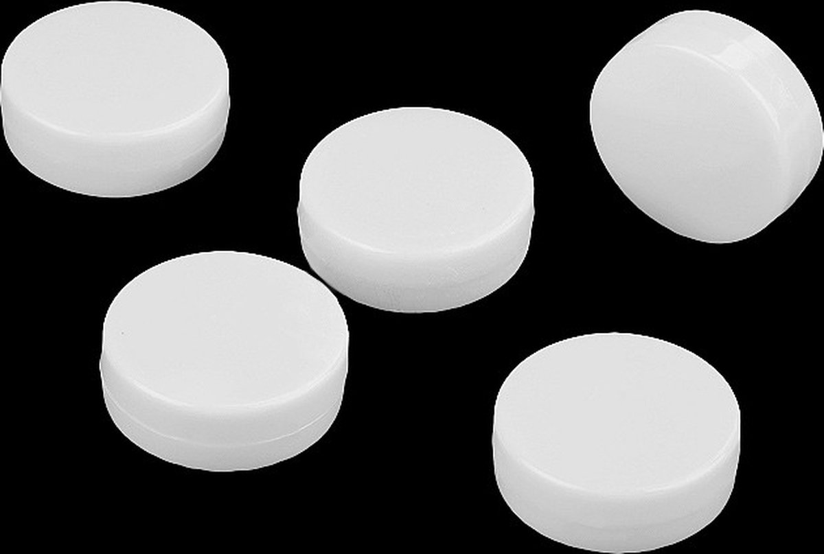 5x mini rammelaar plat rond wit - ronde platte rammelaars 22mm - ritsel voor knuffels speelgoed diy - gehaakte en gebreide dieren - rammeltje - ritseltje doosje