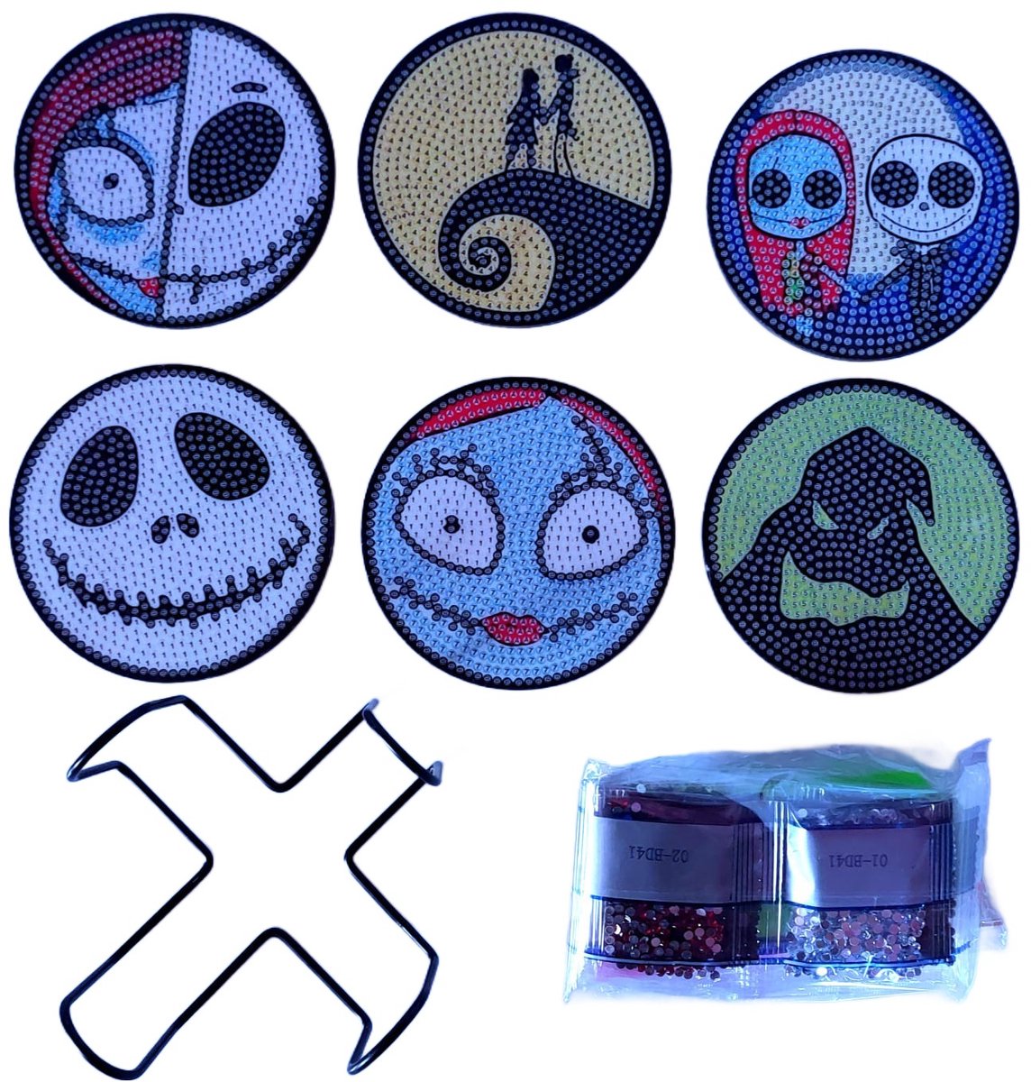 Diamond painting onderzetters - 6 stuks - Met kleur diamanten bling - Jack - Diamond painting volwassenen - Hobby - Knutselen - Vrije tijd - Puzzel