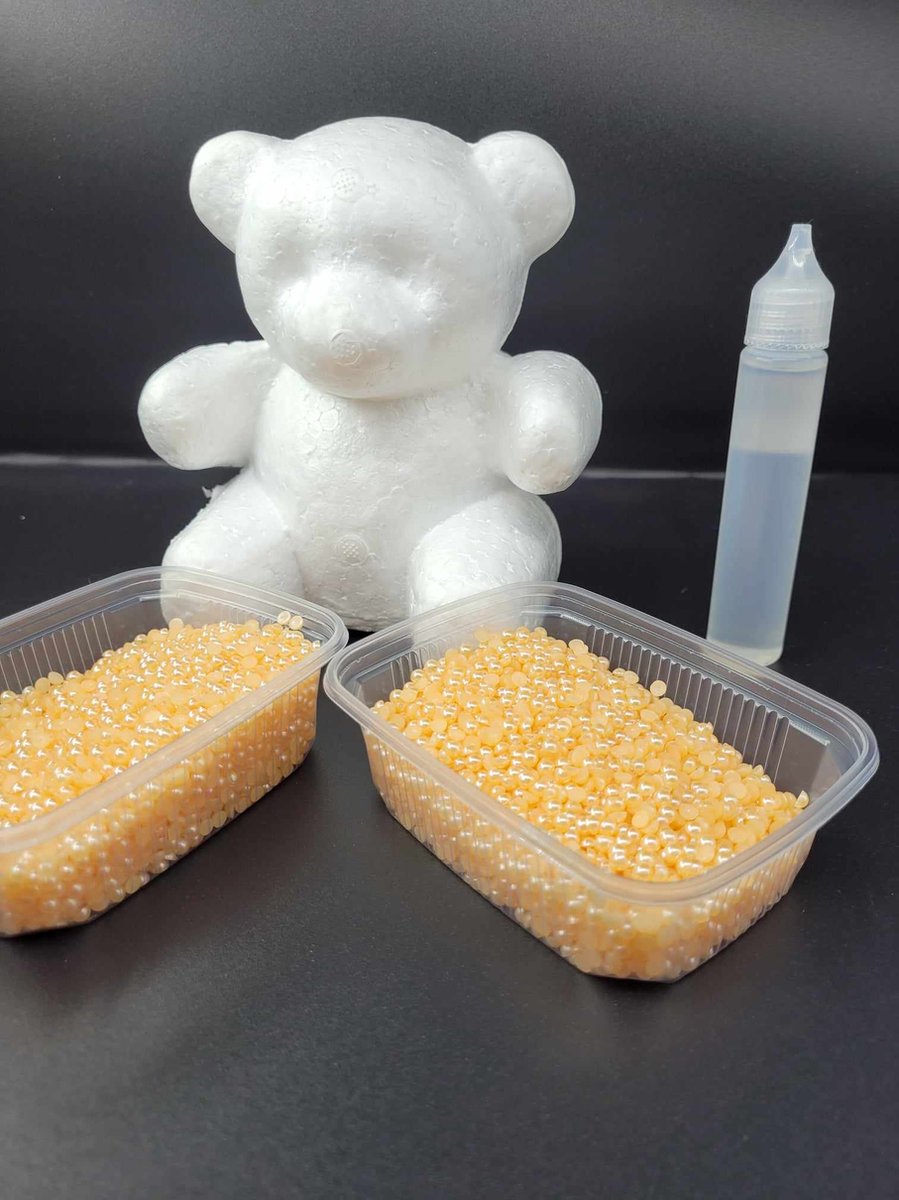 Parel beer - Beer om parels op te plakken - Beer - Creeer je eigen beer - 15 cm - Parels 4 mm - Volledig pakket - Zalmroos