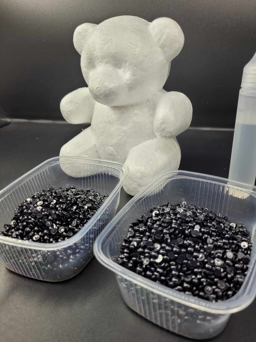 Parel beer - Beer om parels op te plakken - Beer - Creeer je eigen beer - 15 cm - Parels 4 mm - Volledig pakket - Zwart