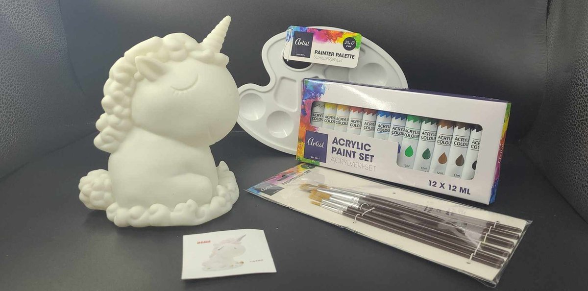 Schilder Spaarpot - Schilder je eigen spaarpot figuur - Volledig Acryl schilder pakket - Figuur 52 -Eenhoorn