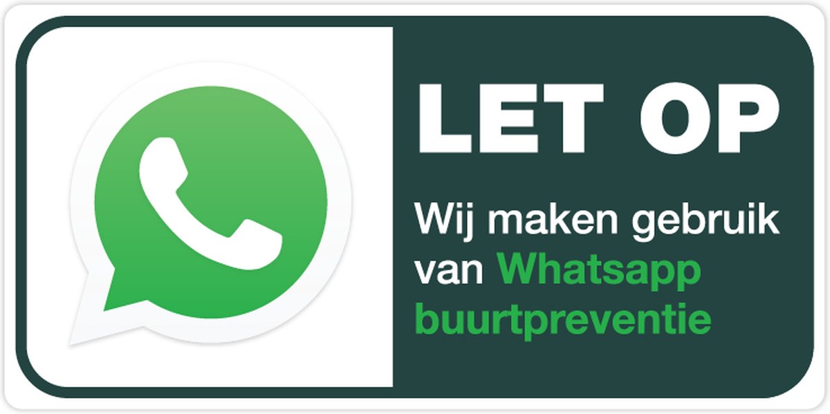 WhatsApp Buurtpreventie Rechthoek Sticker - Set van 3 Stickers - 7,5 x 3,7 cm